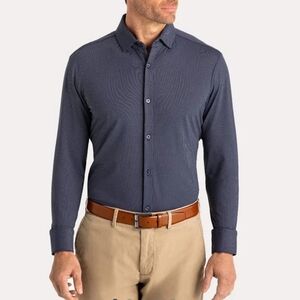 Mizzen+Main Men's Woolworth Button-Up Performance Navy Shirt